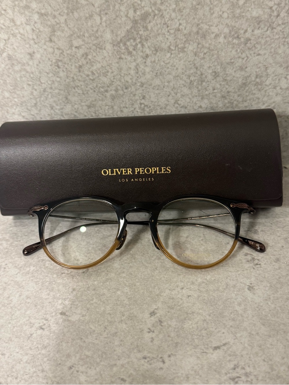 Oliver Peoples Black-to-Brown Round Gradient Glasses